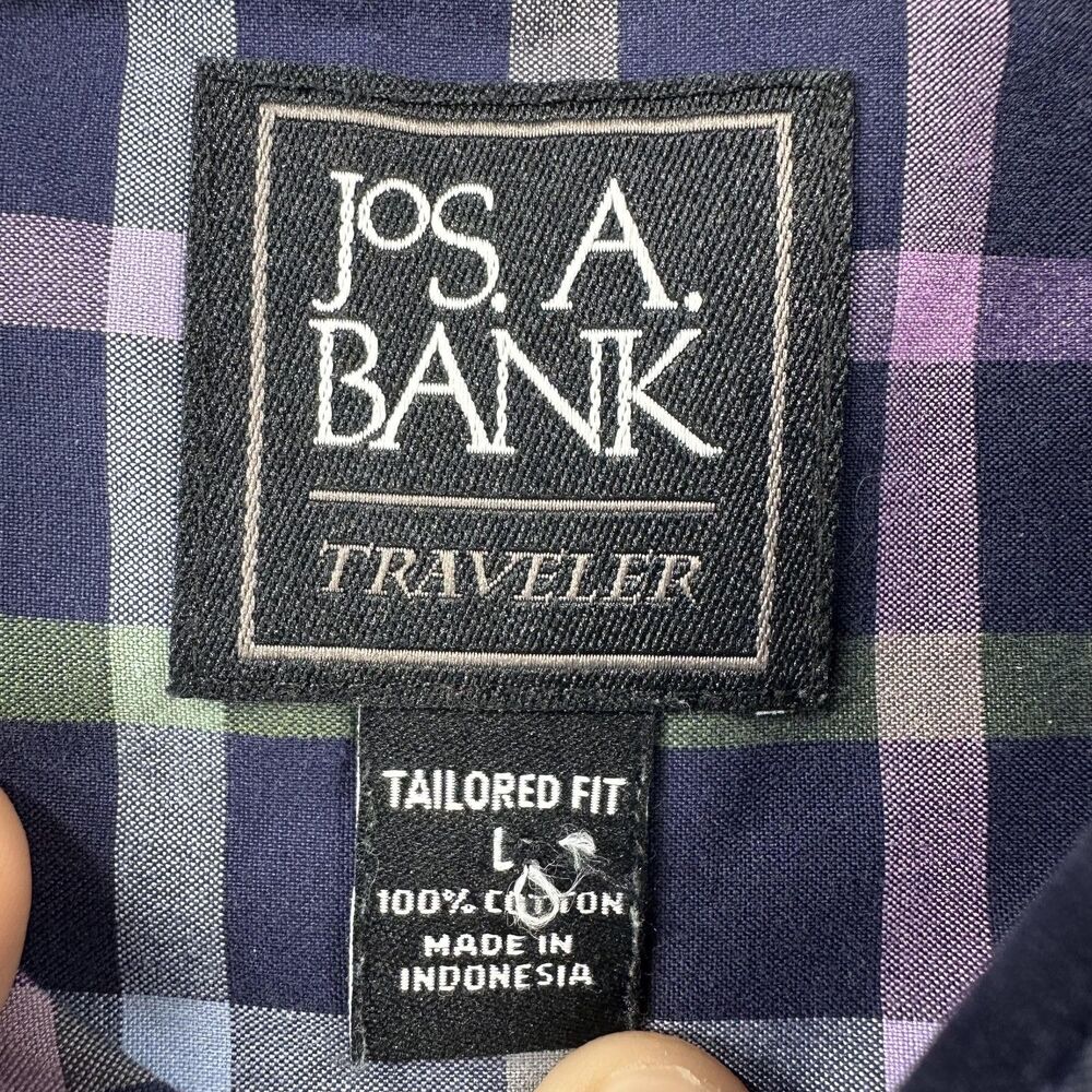 Jos A Bank Traveler Shirt Mens Large Multicolor Plaid Slim Fit Long Sleeve - Picture 4 of 8